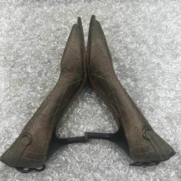 Dior Metallic Cannage Pattern D Charm Peep Toe Heels Pumps Shoes - Picture 6 of 9